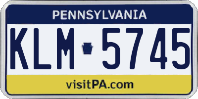 PA license plate KLM5745