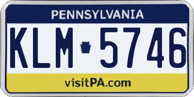 PA license plate KLM5746