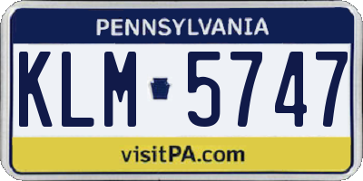 PA license plate KLM5747