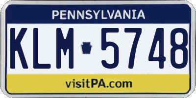 PA license plate KLM5748