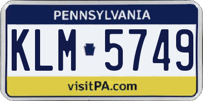 PA license plate KLM5749