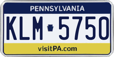 PA license plate KLM5750