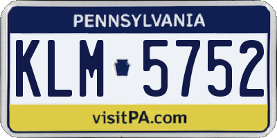 PA license plate KLM5752