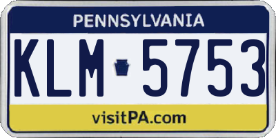 PA license plate KLM5753