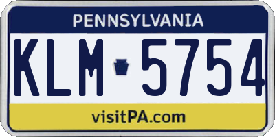 PA license plate KLM5754