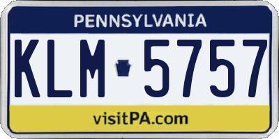 PA license plate KLM5757