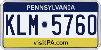 PA license plate KLM5760