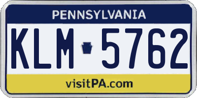 PA license plate KLM5762