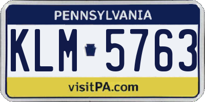 PA license plate KLM5763
