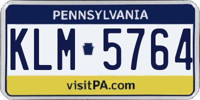 PA license plate KLM5764