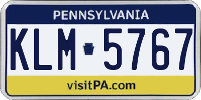 PA license plate KLM5767