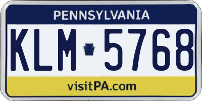 PA license plate KLM5768