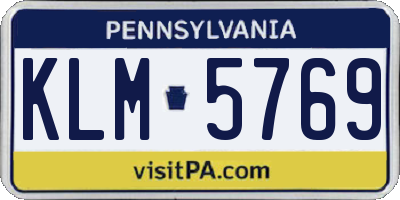 PA license plate KLM5769