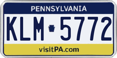 PA license plate KLM5772