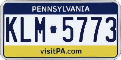 PA license plate KLM5773