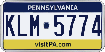 PA license plate KLM5774