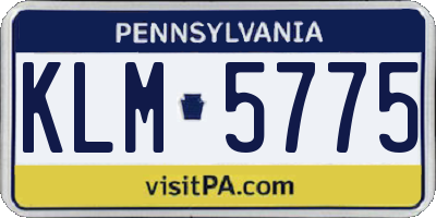 PA license plate KLM5775