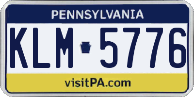 PA license plate KLM5776
