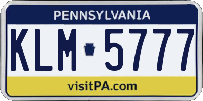 PA license plate KLM5777