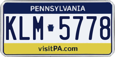 PA license plate KLM5778