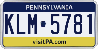 PA license plate KLM5781
