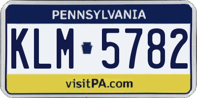 PA license plate KLM5782