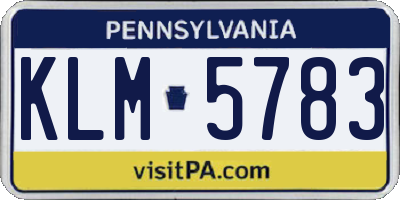 PA license plate KLM5783