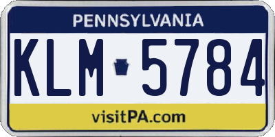 PA license plate KLM5784