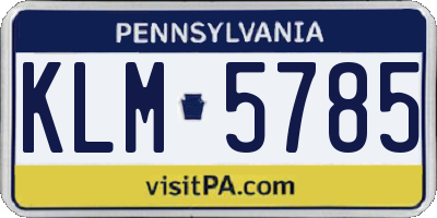 PA license plate KLM5785