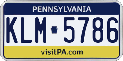 PA license plate KLM5786