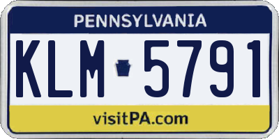 PA license plate KLM5791