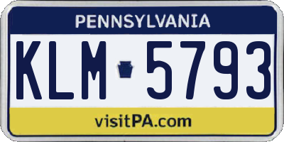 PA license plate KLM5793