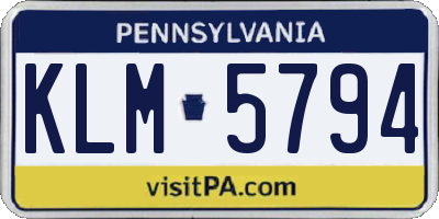 PA license plate KLM5794