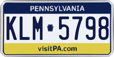 PA license plate KLM5798