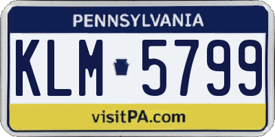 PA license plate KLM5799