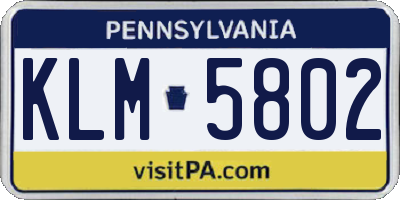 PA license plate KLM5802