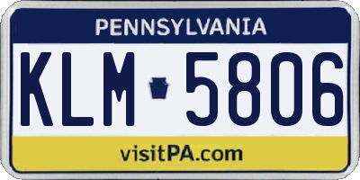 PA license plate KLM5806