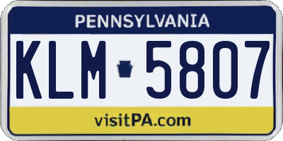 PA license plate KLM5807
