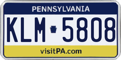 PA license plate KLM5808
