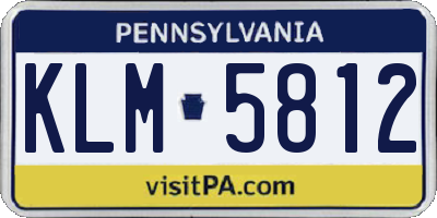PA license plate KLM5812