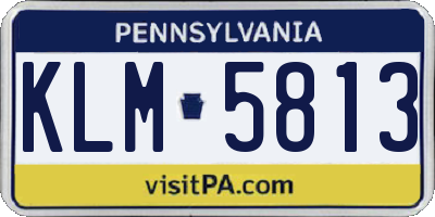 PA license plate KLM5813