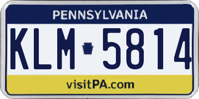 PA license plate KLM5814