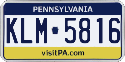 PA license plate KLM5816