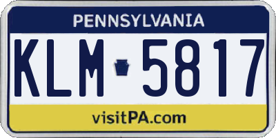 PA license plate KLM5817