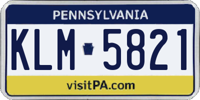 PA license plate KLM5821