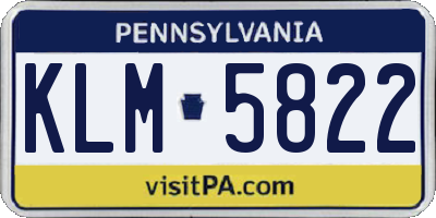 PA license plate KLM5822