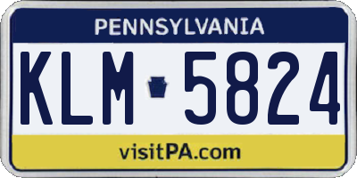 PA license plate KLM5824