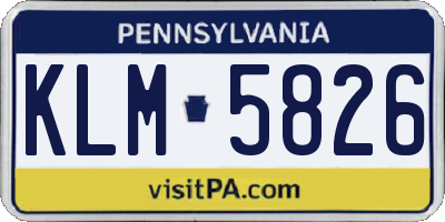 PA license plate KLM5826
