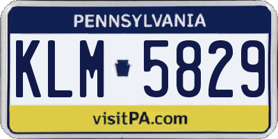 PA license plate KLM5829