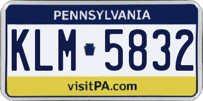 PA license plate KLM5832